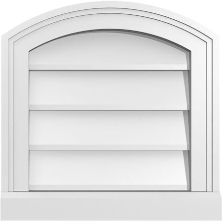 Ekena Millwork Arch Top Surface Mount PVC Gable Vent: Functional, w/ 2"W x 2"P Brickmould Sill Frame, 16"W x 16"H GVPAR16X1603SF